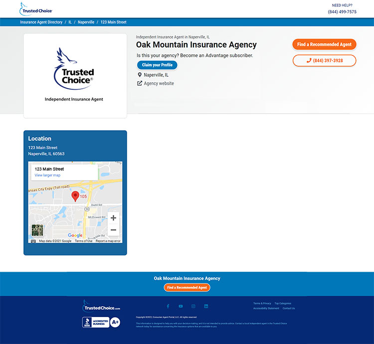 A Basic Agent Profile on TrustedChoice.com