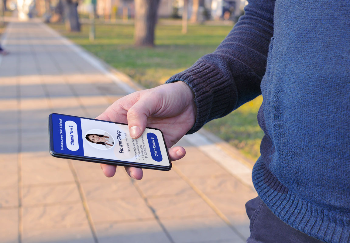 an independent insurance agent prospecting with Claim-it Referrals on the weekend